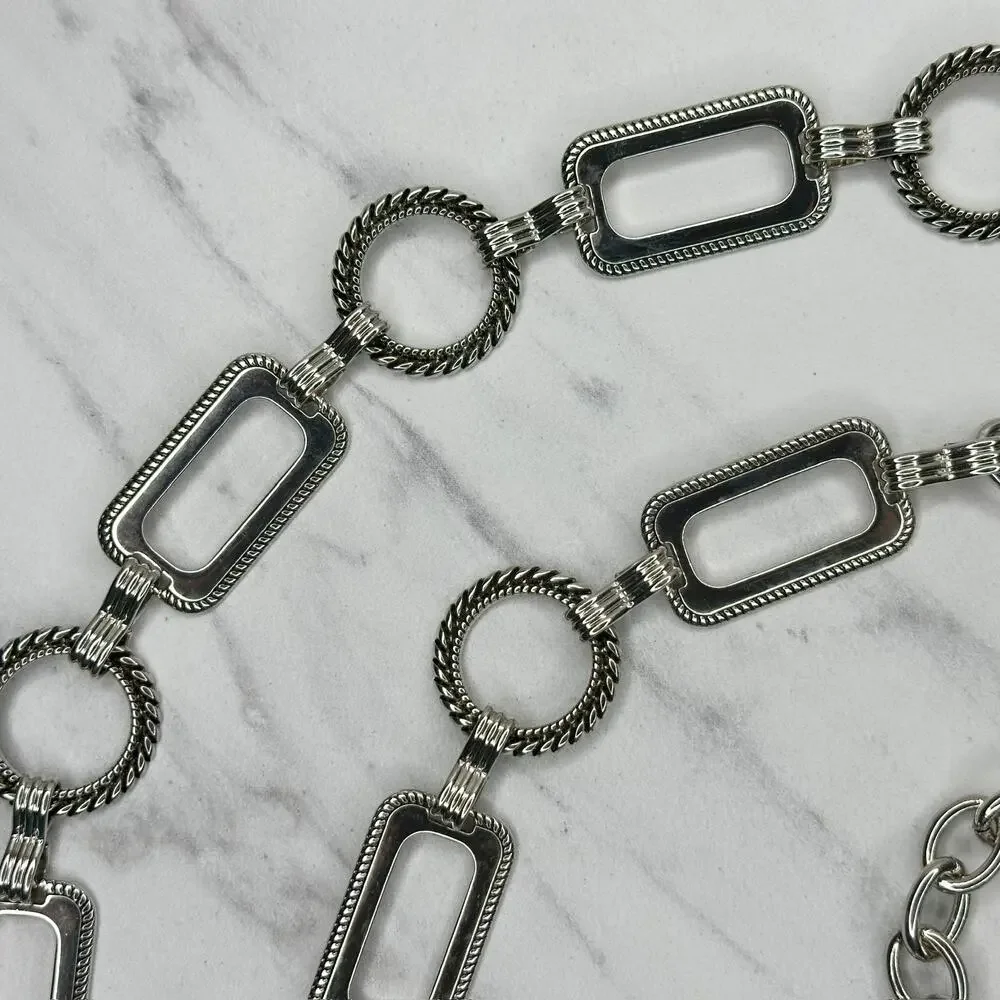 Textured Silver Chain Belt Rectangle Rope Large/XL (L/XL) ✨